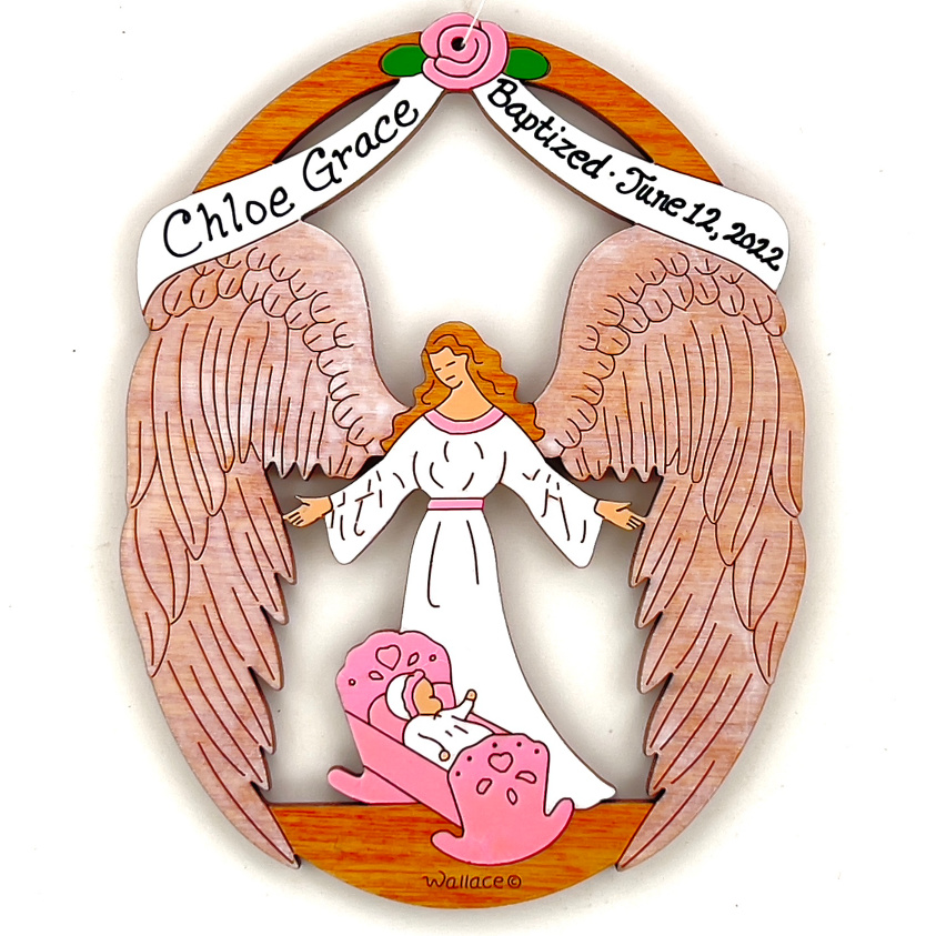 Baby's Baptism Ornament - Pink